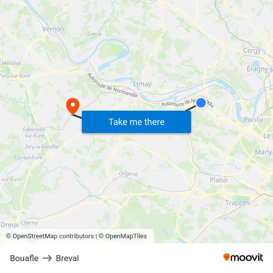 Bouafle to Breval map