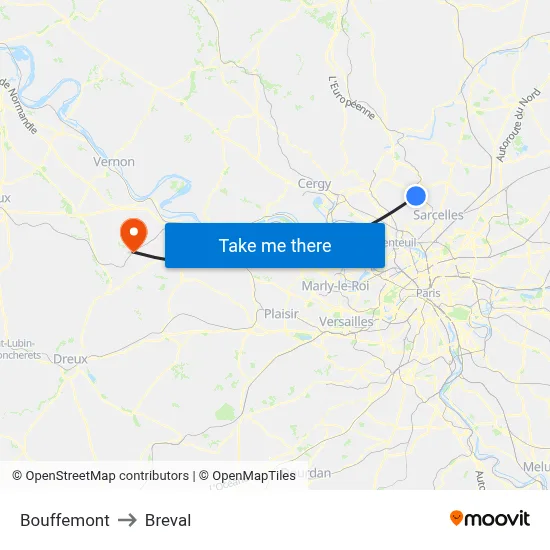 Bouffemont to Breval map
