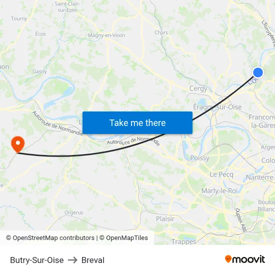 Butry-Sur-Oise to Breval map