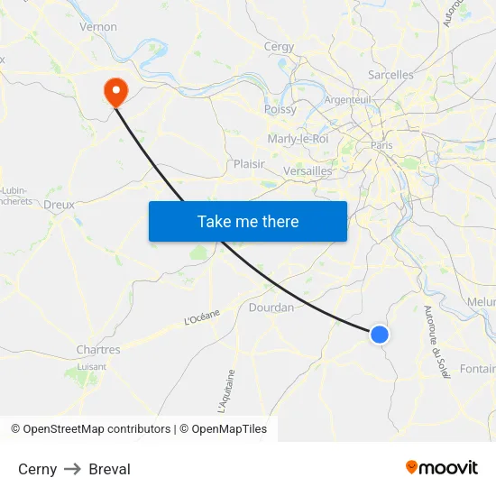 Cerny to Breval map