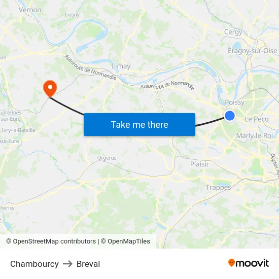 Chambourcy to Breval map