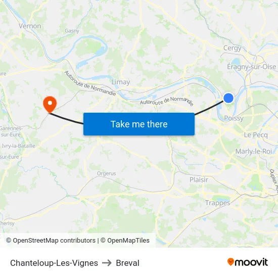 Chanteloup-Les-Vignes to Breval map