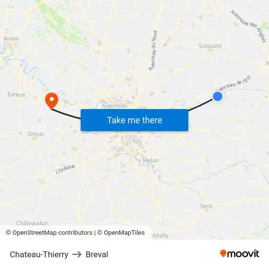 Chateau-Thierry to Breval map