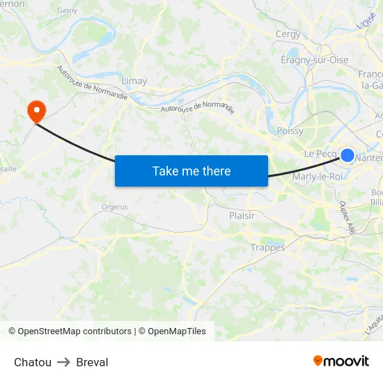 Chatou to Breval map