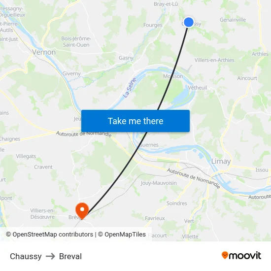 Chaussy to Breval map