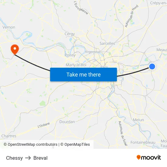 Chessy to Breval map