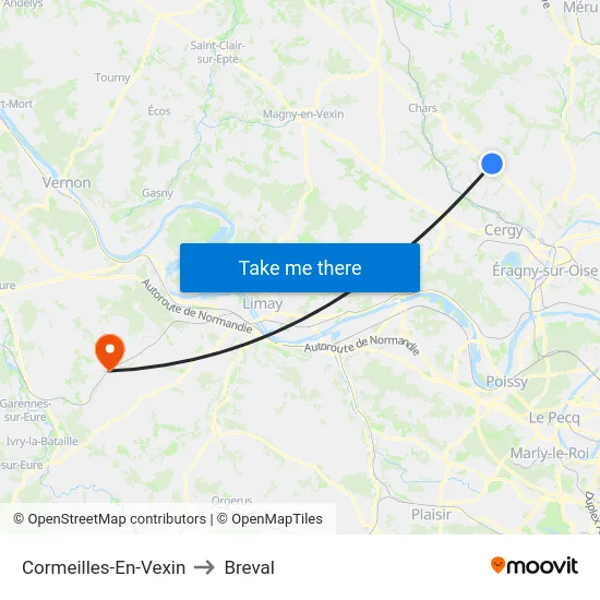 Cormeilles-En-Vexin to Breval map