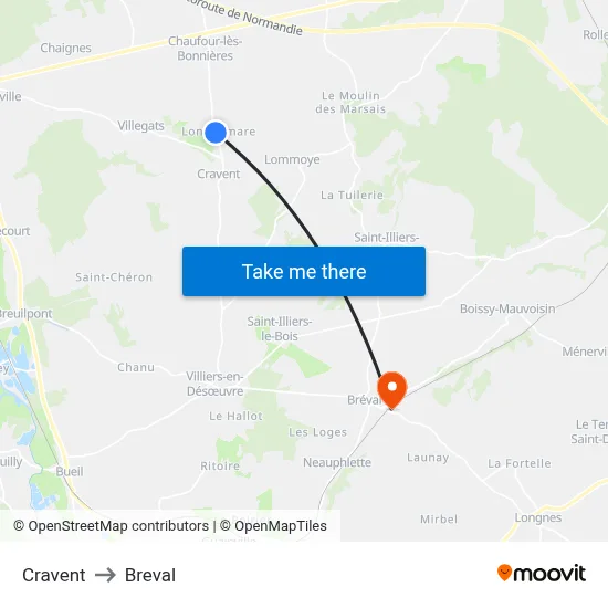 Cravent to Breval map