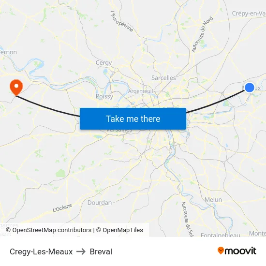 Cregy-Les-Meaux to Breval map