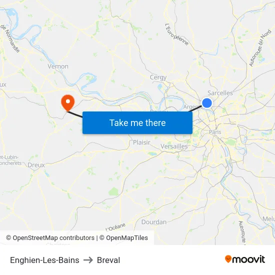 Enghien-Les-Bains to Breval map