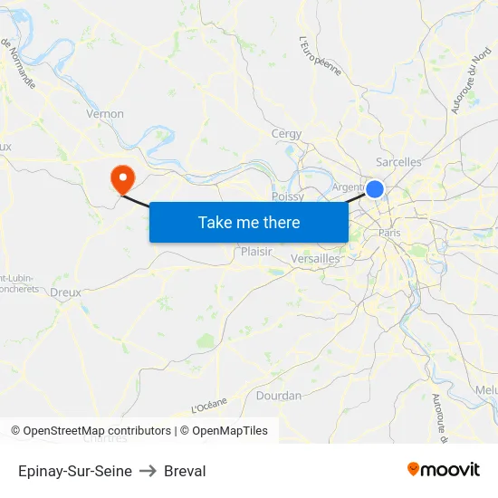 Epinay-Sur-Seine to Breval map