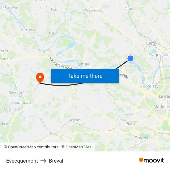 Evecquemont to Breval map