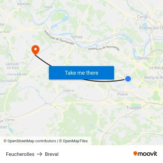 Feucherolles to Breval map