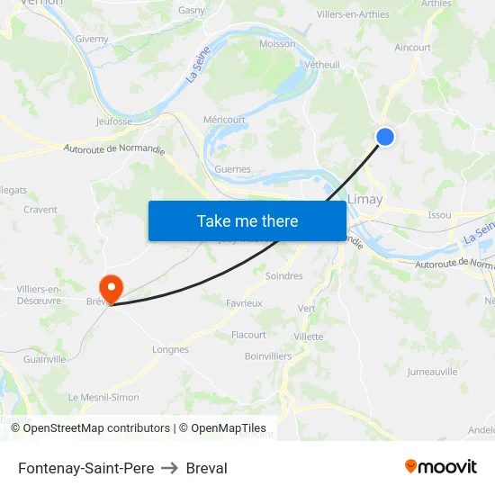 Fontenay-Saint-Pere to Breval map
