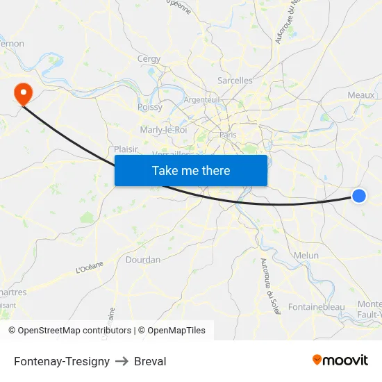 Fontenay-Tresigny to Breval map