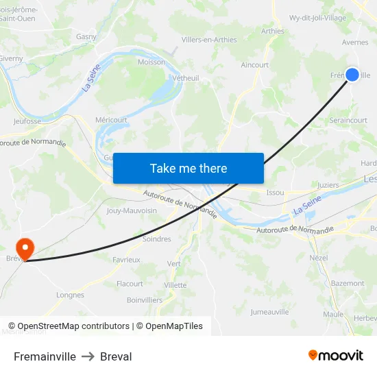 Fremainville to Breval map