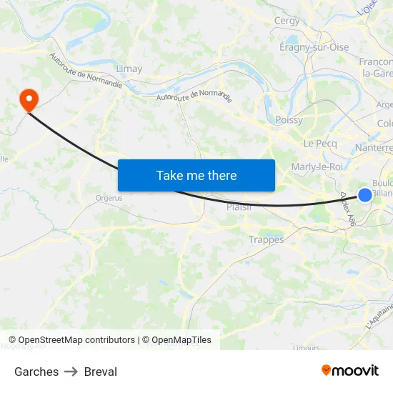 Garches to Breval map
