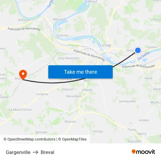 Gargenville to Breval map