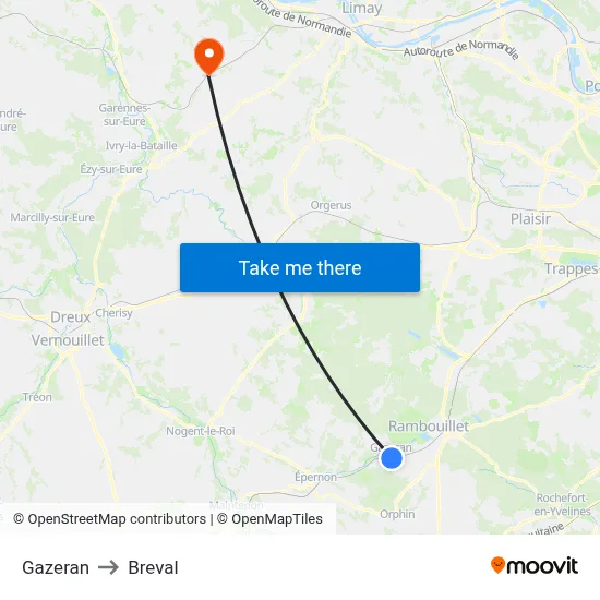 Gazeran to Breval map