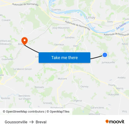 Goussonville to Breval map
