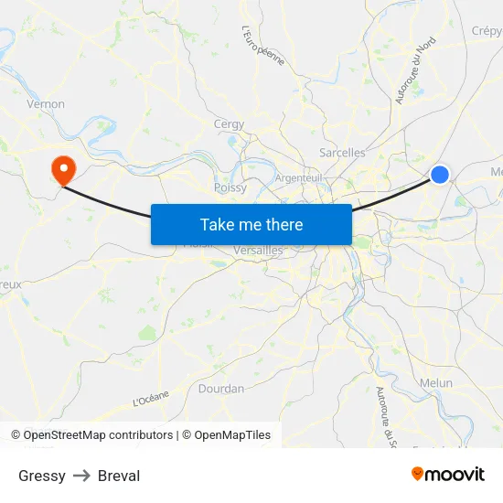 Gressy to Breval map