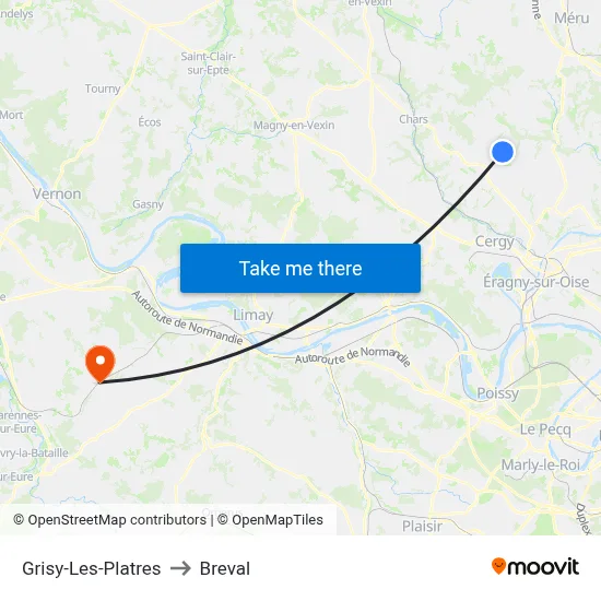 Grisy-Les-Platres to Breval map