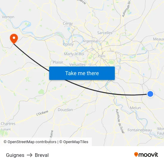 Guignes to Breval map