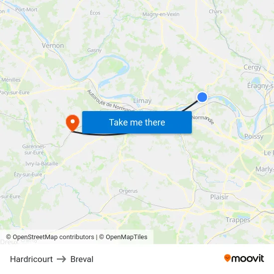 Hardricourt to Breval map