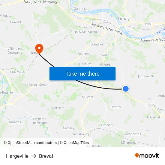 Hargeville to Breval map