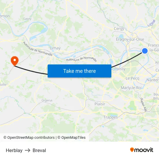 Herblay to Breval map