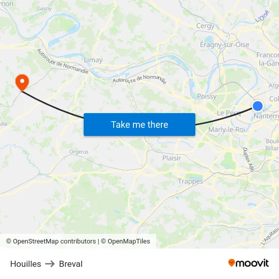 Houilles to Breval map