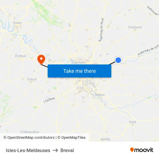 Isles-Les-Meldeuses to Breval map