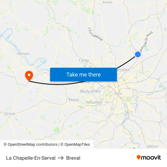 La Chapelle-En-Serval to Breval map