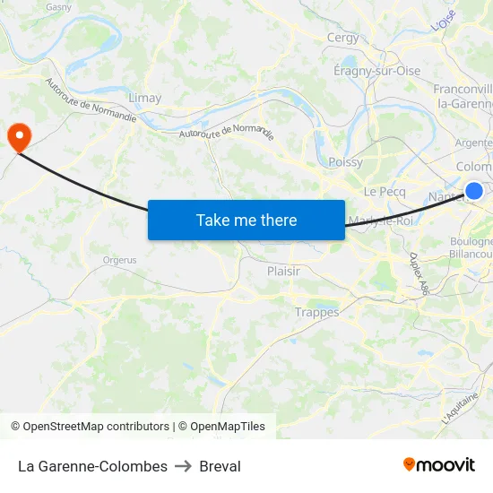 La Garenne-Colombes to Breval map