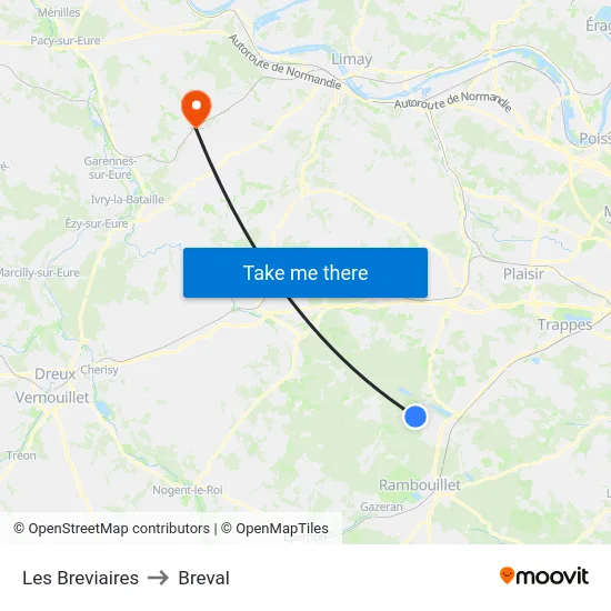 Les Breviaires to Breval map
