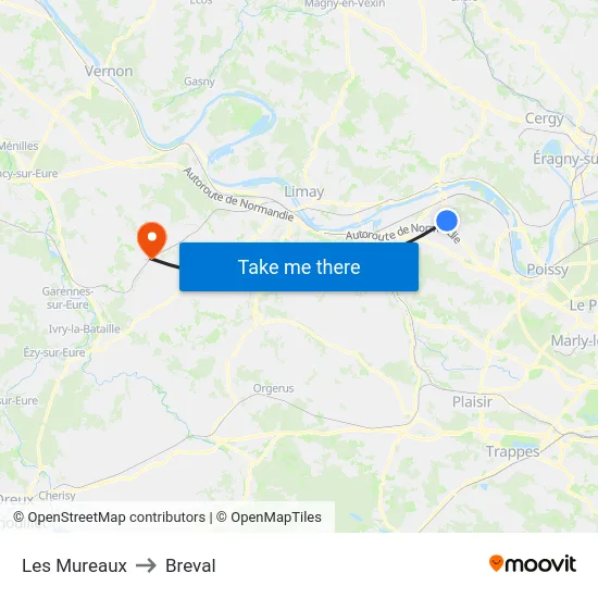 Les Mureaux to Breval map