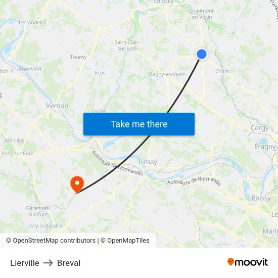 Lierville to Breval map
