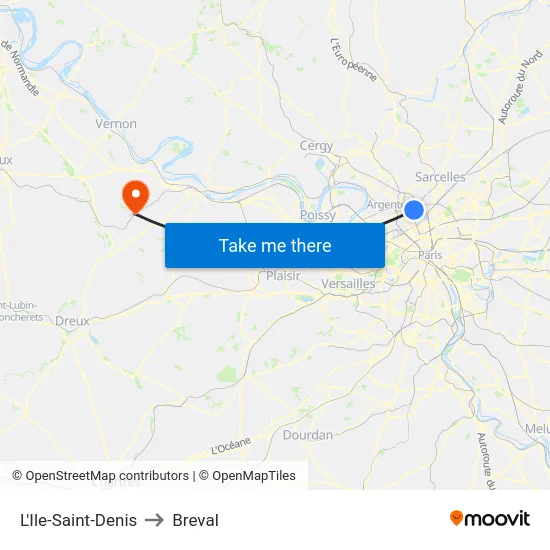 L'Ile-Saint-Denis to Breval map