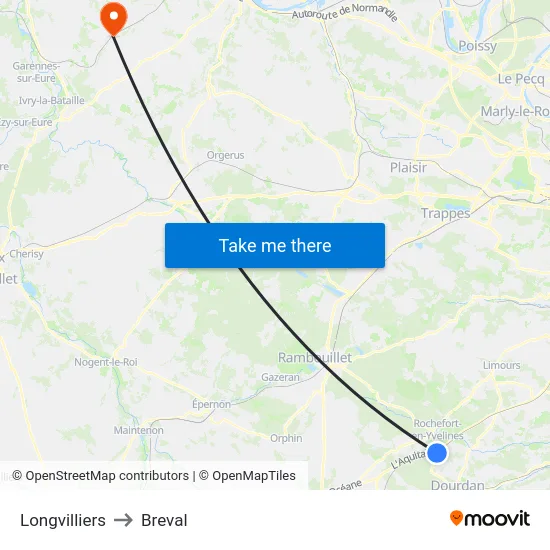 Longvilliers to Breval map