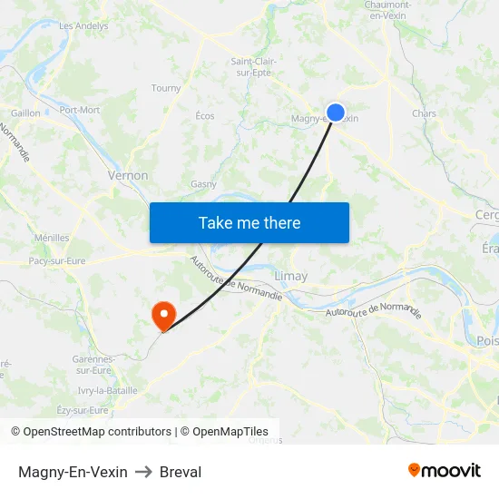 Magny-En-Vexin to Breval map