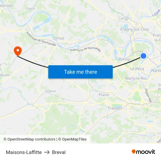 Maisons-Laffitte to Breval map