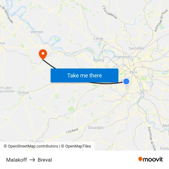 Malakoff to Breval map