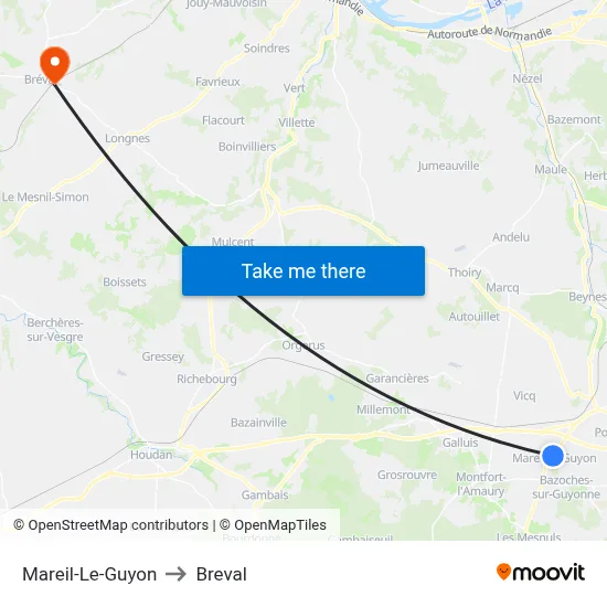 Mareil-Le-Guyon to Breval map