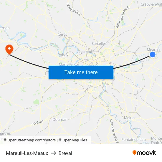 Mareuil-Les-Meaux to Breval map