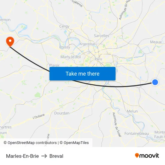 Marles-En-Brie to Breval map