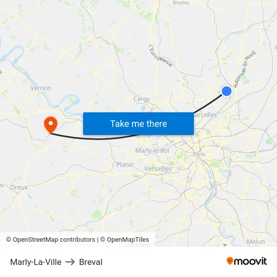Marly-La-Ville to Breval map