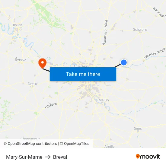 Mary-Sur-Marne to Breval map