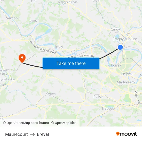 Maurecourt to Breval map