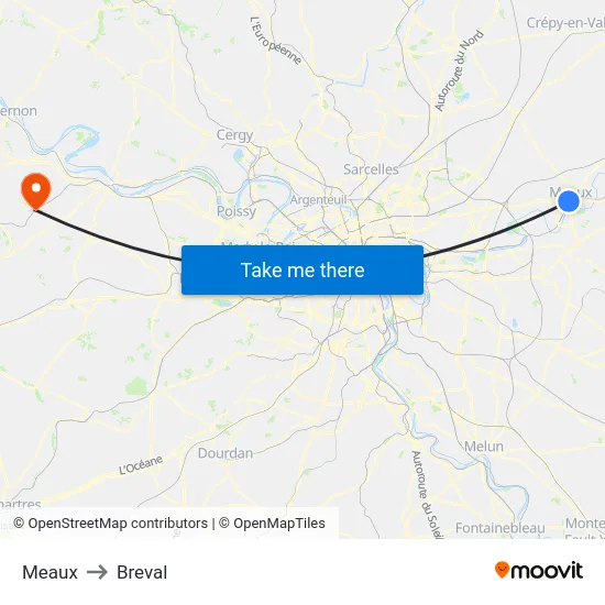Meaux to Breval map