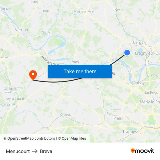 Menucourt to Breval map